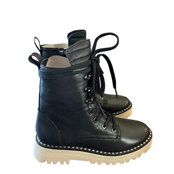 Kenneth Cole Radell Leather Lug Sole Lace Up Combat Boots NEW Size 5.5 - Picture 1 of 8